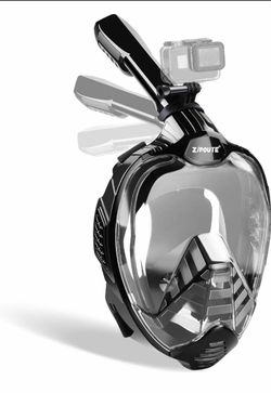 Snorkel Mask Full Face, Full Face Snorkel Mask Adult and Kids with Detachable Camera Mount, Snorkeling Mask 180 Panoramic View Anti-Fog Anti-Leak Dry