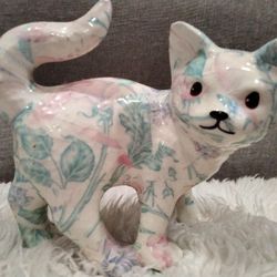 Floral Cat Figurine