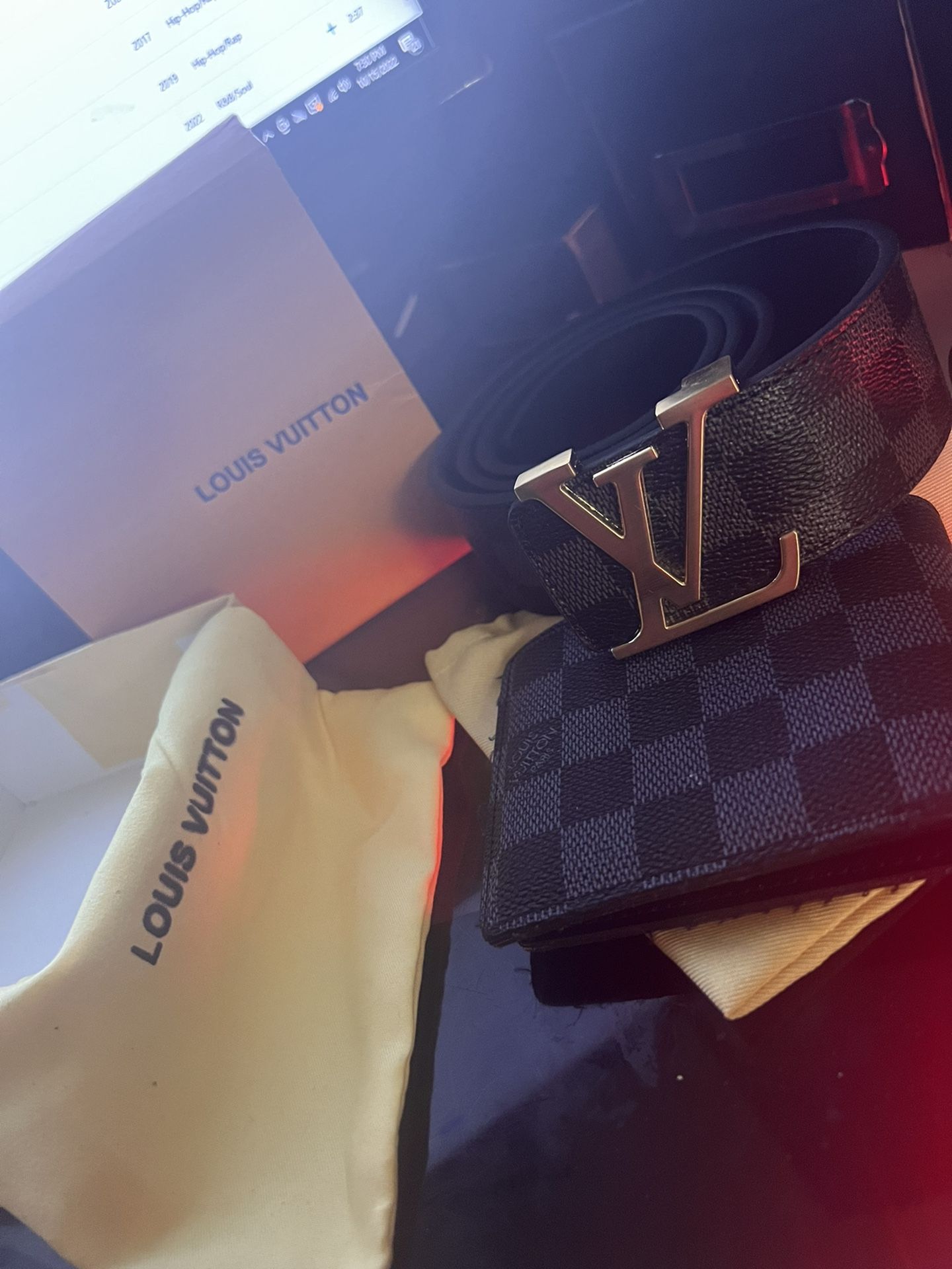 Black Louis Vuitton Belt And Wallet