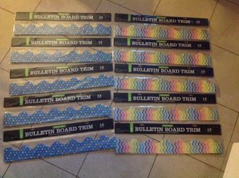 Bulletin board trim 5 packets polka dot an 5 packets chevron design. New never used