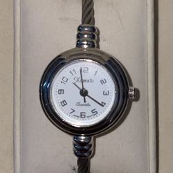 Xanadu Women's Quartz SilverTone Cable Cord Cuff Bangle Bracelet Analog Watch 6”