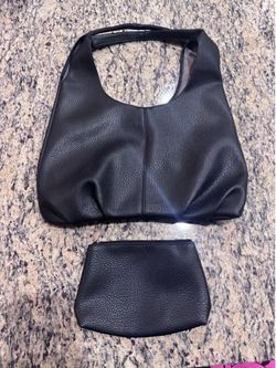 Black Slouchy Hobo Shoulder Bag + 9x6 Pouch