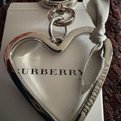 NIB Burberry Heart Bag Charm in Silver