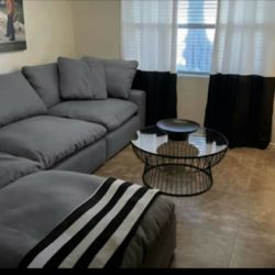 Gray Cloud Modular Sectional Couch Sofa With Ottoman 