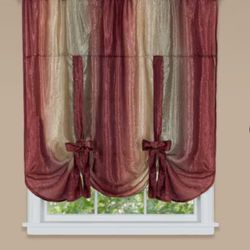 Ombre 50 in. W x 63 in. L Polyester Light Filtering Window Panel in Burgundy
