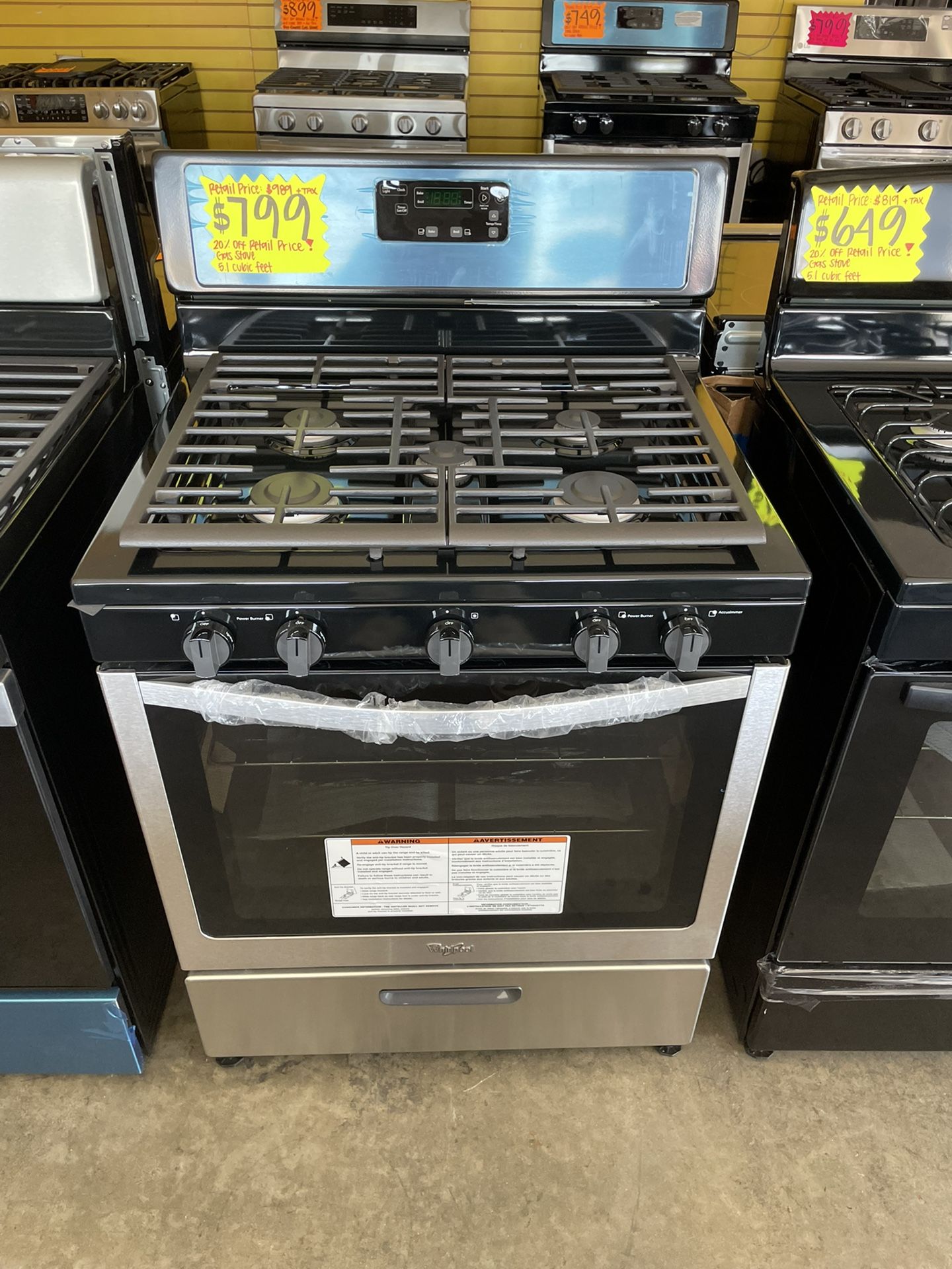 New Whirlpool 5 Burner Gas Stove 30” Wide 