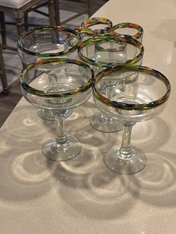 Hand blown Artisan Mexican Confetti Glassware, $60