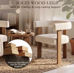 Modern Boucle Accent Chair with Solid Wood Legs
