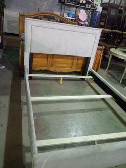 Tan Upholstery Studded Queen Bed Frame