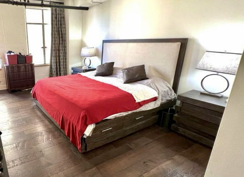 Vintage Wooden Bed Frame California King + Nightstands