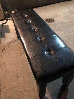 Dark Brown Tufted Faux Leather Bench