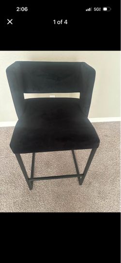 Black Velvet Counter Height Bar Stool