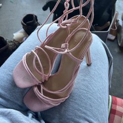 Tie Up Pink Heels