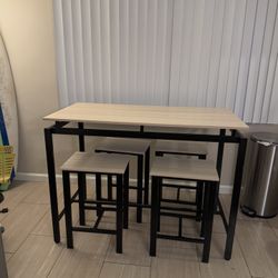 Wood and metal dining set 