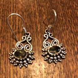 Sterling silver brown topaz Bali style earrings