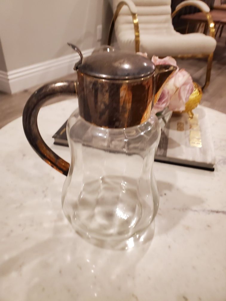 Glass and silver plated carafe