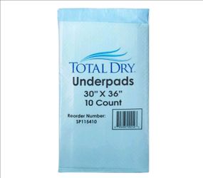 Secure Personal Care Products, TotalDry™ Underpad, 120 Count 30in x 36inch (Extra Large)