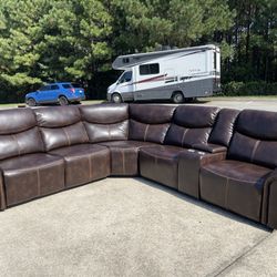 SALE! Brand New Lifestyle All Power Reclining Sectional In Chocolate 