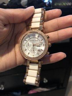 Authentic Michael Kors White and Rose Gold Watch