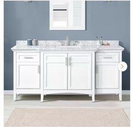 Sassy 72 in. Single Sink Freestanding White Bath Vanity with Carrara Marble Top (Assembled)