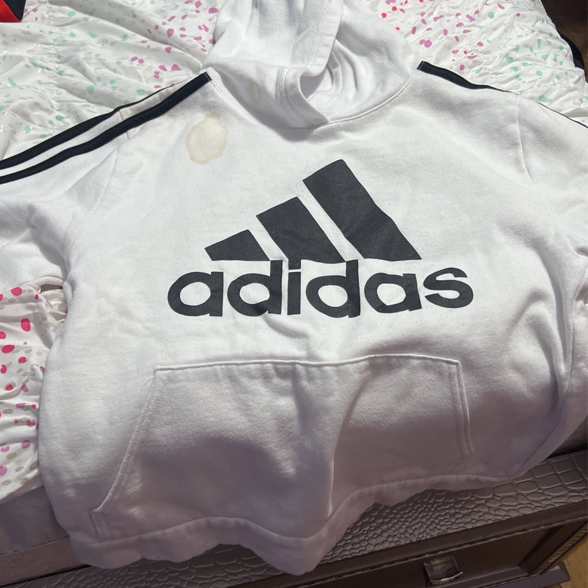 White Adidas Hoodie For Little Boy 