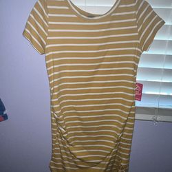 Heart And Hips Maternity Yellow And White Stripes Dress