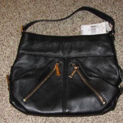 Brand New (Tags Attached) Authentic Michael Kors Black Portland Genuine Large Leather Shoulder Bag. 