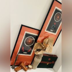 Original Vintage Print Jinta Hirayama Japan Woodblock Fine Art Artist Fireworks No. 89, No. 95 Wood / Glass Framed Italy / Italian FRAMEBRIDGE