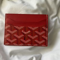 Red Goyard Card Holder Wallet