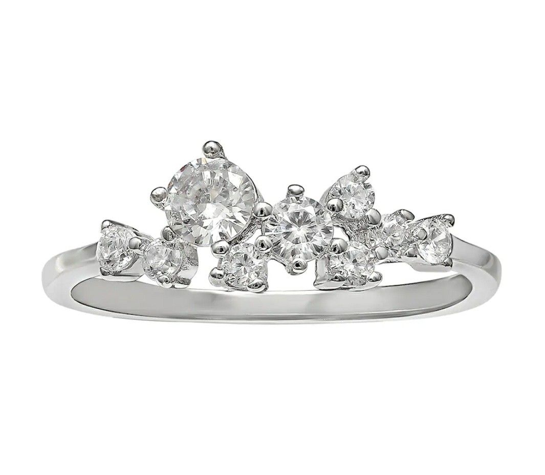 Sterling Silver Cubic Zirconia Cluster Ring