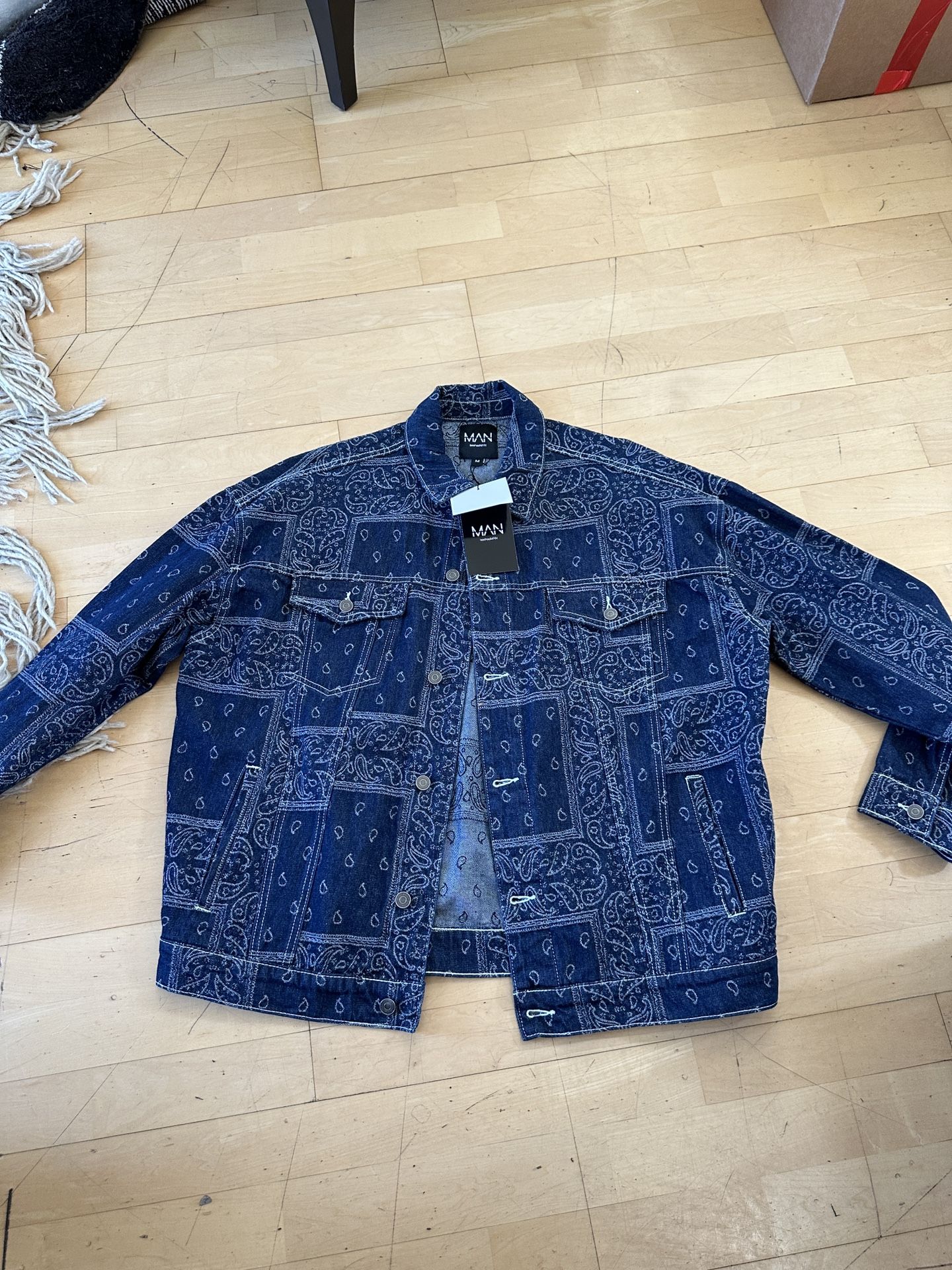 Denim Jacket Paisley Bandanna New