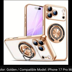 Compatible with for iphone 17 PRO MAX. This Phone Case Features 360° Rotating Circular Bracket And Offers Comprehensive Camera Protection Along with a