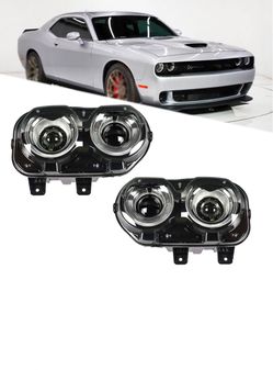 For 2015-2018 Dodge Challenger Halogen Housing Black Left+Right Side Headlights