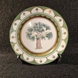 Vintage 2001 Historic Charleston Collection Gold Trim Sabal Palmetto 8.25" Collectors Plate