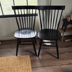 2 Black Used Wooden Chairs