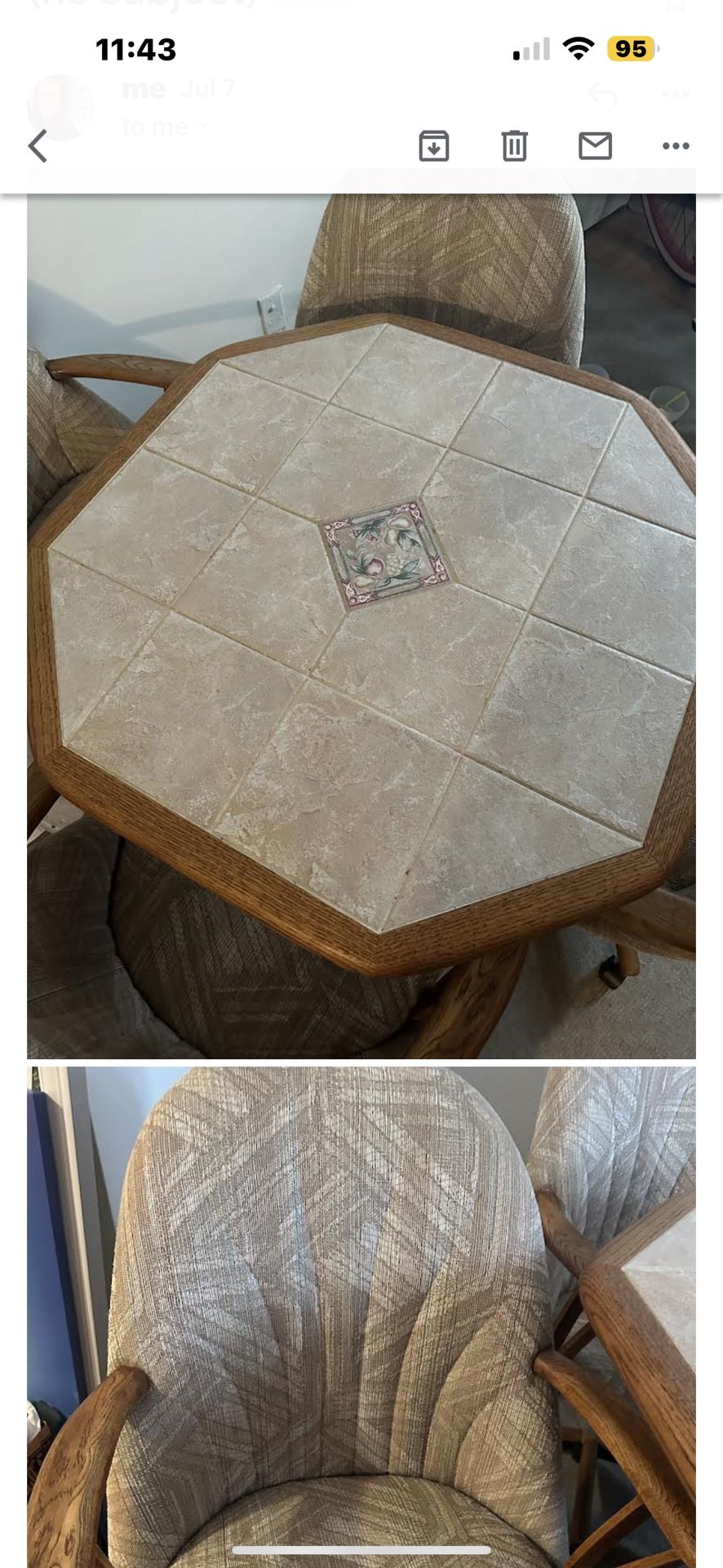 Dinette Table Set With 4 Rolling Chairs