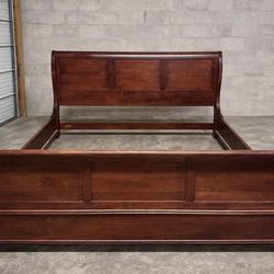 Solid wood sleigh king bed frame