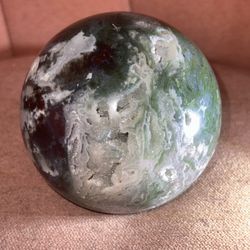 Large Moss Agate Sphere with Druzy, Natural Moss Agate Sphere,
