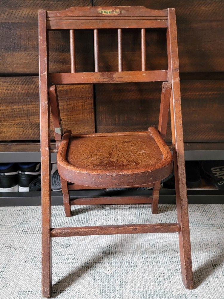Vintage Child's Wooden Folding Chair 1940s/1950s.