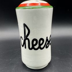 Vintage Baldelli Italia Ceramic Cheese Shaker with Red and Green Accents