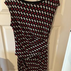 Karen Kane Geometric Print Draped Sheath Dress – Size Large