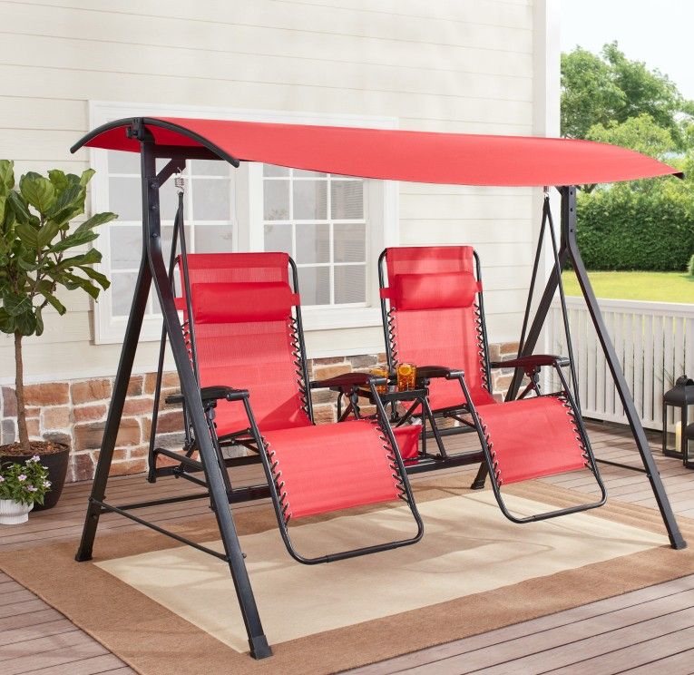 Mainstays Zero-Gravity Steel Porch Swing - Red/Black