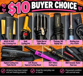 $10 BUYER’S CHOICE – Hair Curling Irons, Wavers, Crimpers & Straighteners – 9 Styling Tools Available!