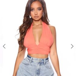 Orange Top Halter From Fashion Nova New 