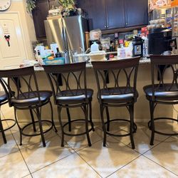 set of 5 brown new seat cover cushion  counter height bar stool swivel sturdy 
