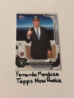 Fernando Mendoza Las Vegas Raiders QB Topps Now Rookie Card.