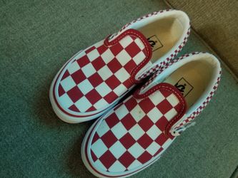 Red and white checkered vans