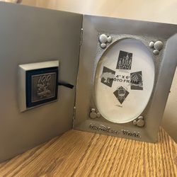 Walt Disney World Pewter Picture Frame And Mickey Mouse Pin "100 Years Of Magic"