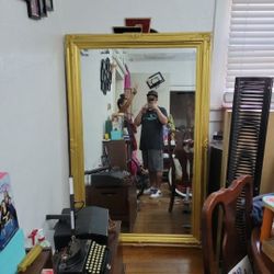 Large Ornate Wood Vintage Antique Mirror Mid Century Modern Mcm