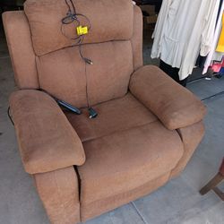 Electric Lift Recliner Chair with Heat and Massage, Brown Fabric 